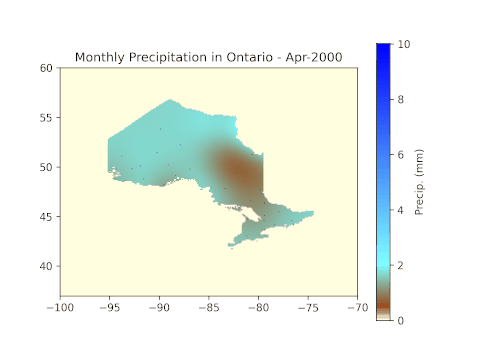 Monthly Precipitation in Ontario, 2000-2010