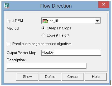 ILWIS Flow Direction Window.png