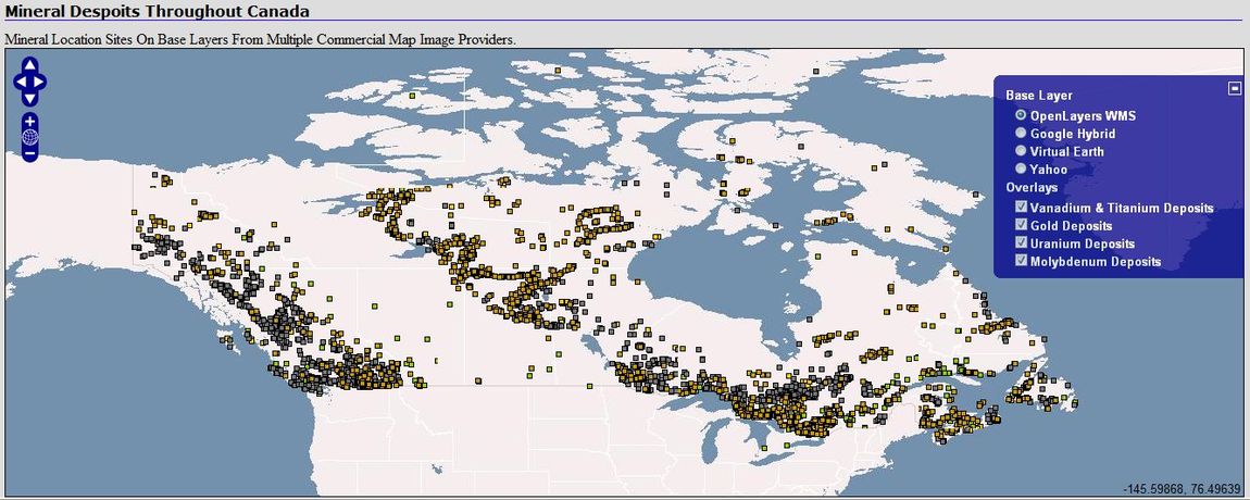 Displaying Mineral Deposit Locations Across Canada using Web Services ...
