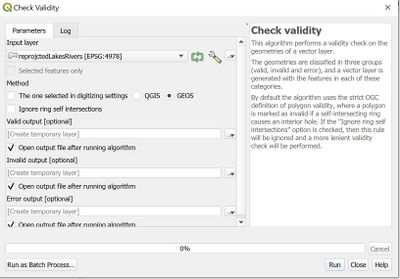 Figure 6. Correct settings for the Check Validity tool