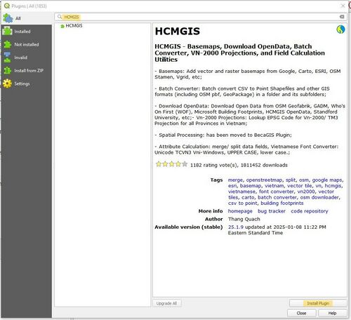 Installing the HCMGIS plugin